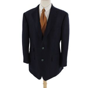 Jay Kos Men Dark Blue Wool Blend Solid Button Blazer Size 42